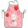 1pc Cute White Cat Apron with Heart Balloons Print - Adjustable Waistband Suitable for Cooking, Gardening, Picking, Christmas & Halloween - Durable Ea