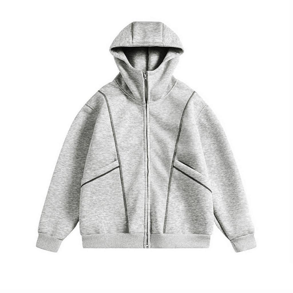 Men's American High Street Blockbuster Hooded Zip-up Cardigan Jacket Is A Textured Hooded Hoodie