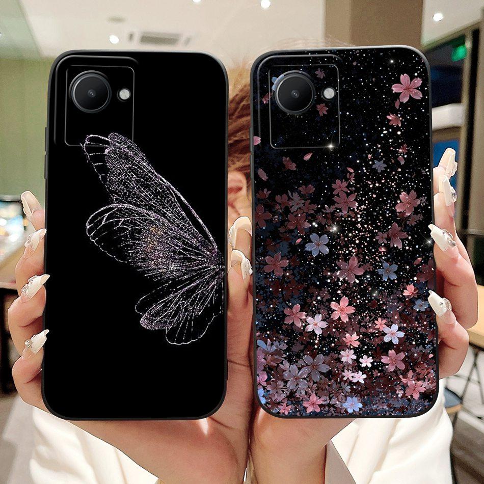 For Realme C30 C30s Beautiful Bow Rose Painting Phone Case For Realme C30 C30S Soft Silicone Cases