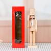 Classical Wooden Festival Nutcrackers Statue With Detailed Carving 38cm Unpainted Soldier Figure Ornament Seasonal Item