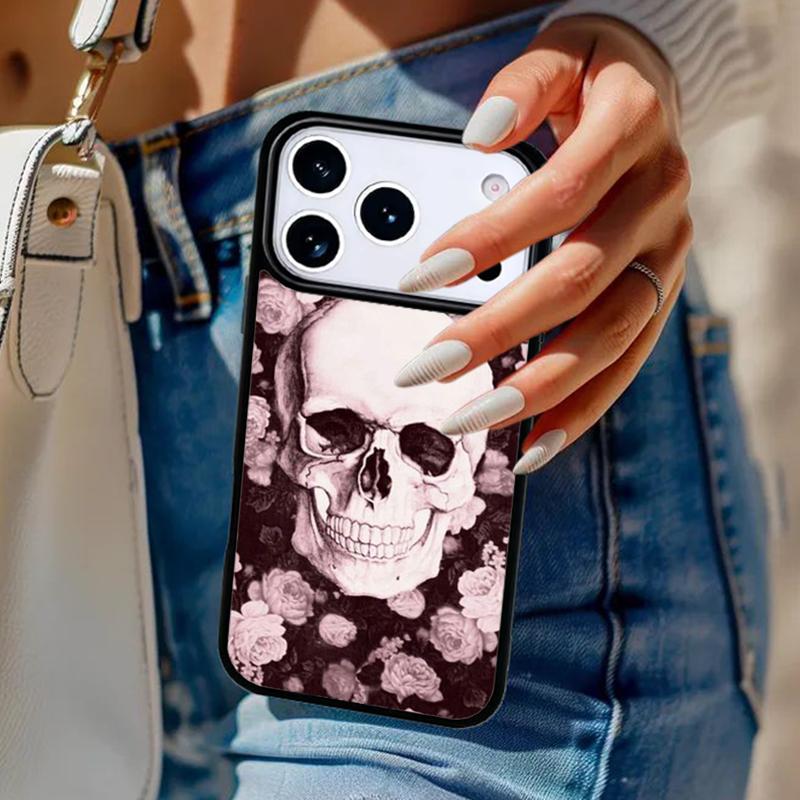 Catrina Beautiful Rose Girl Skull soft Phone Case For iPhone 17 Air 14 15 13 12 Max Cover For Apple 16 16e 11 Pro Max Plus Coque
