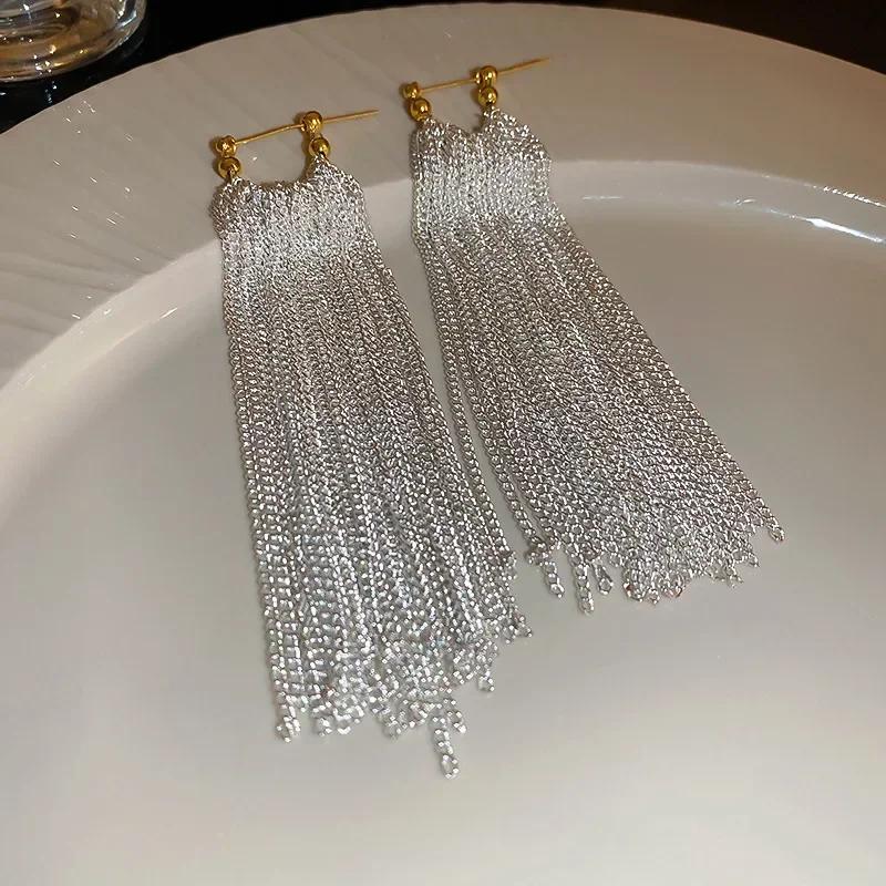 New Fashion Trend Unique Design Elegant Exquisite Light Luxury Long Tassel Earrings Female Jewelry Party Premium Gift
