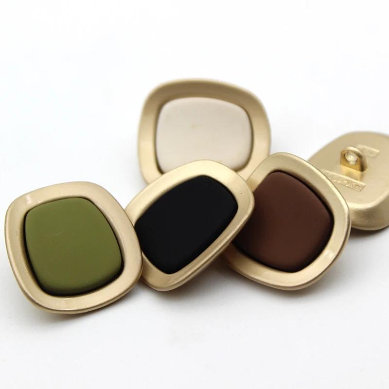 10Pcs/lot 17/21/25mm Multicolor Sunken Shape Metal Button Rectangular Beige Black Coffee Sweater Hair Rope Decorative Button