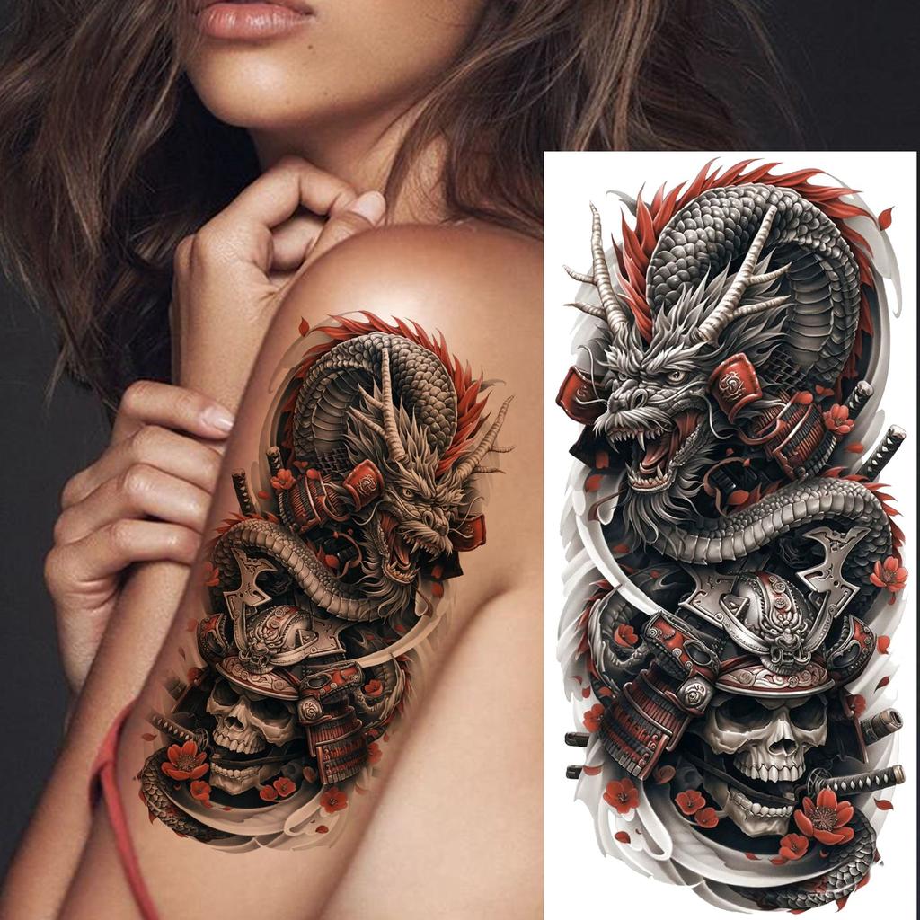 1 Foglio Tatuaggi Temporanei Drago Cobra Serpente Aggressivi Per Uomini Donne Braccio Tatuaggi Impermeabile Realistico Falso Tatuaggio Adesivo Lunga Durata