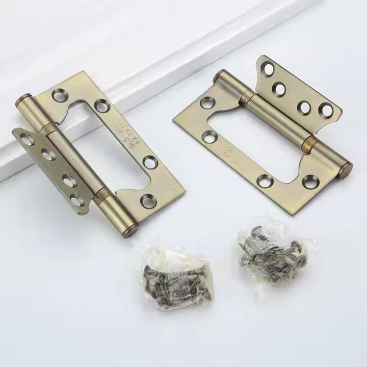 Modern American Hole Flat Hinges Stainless Steel Wooden Door Hinges Inner Double Bearings Brass Bathroom Use