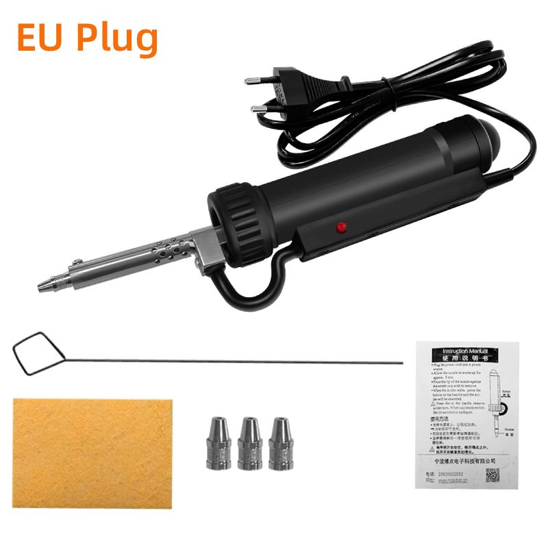 

Portable Mini Electric Vacuum Solder Sucker 110V 220V EU /US Desoldering Pump with Nozzle Automatic Removal Pen Tool Set Black-EU