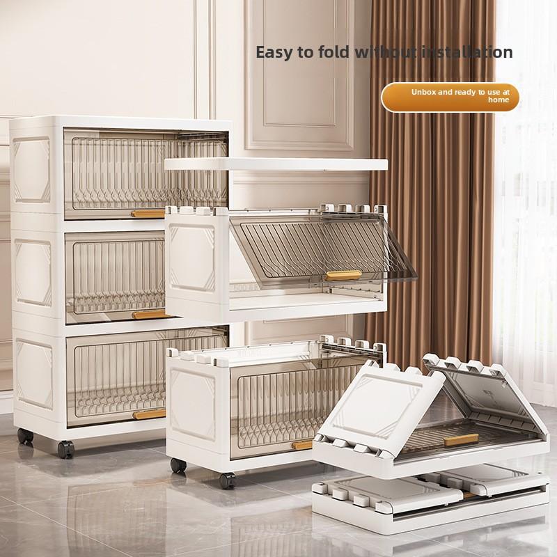 Household Folding Storage Cabinet Flip Large Capacity Bedroom Clothes Locker Multi-layer Installation-free