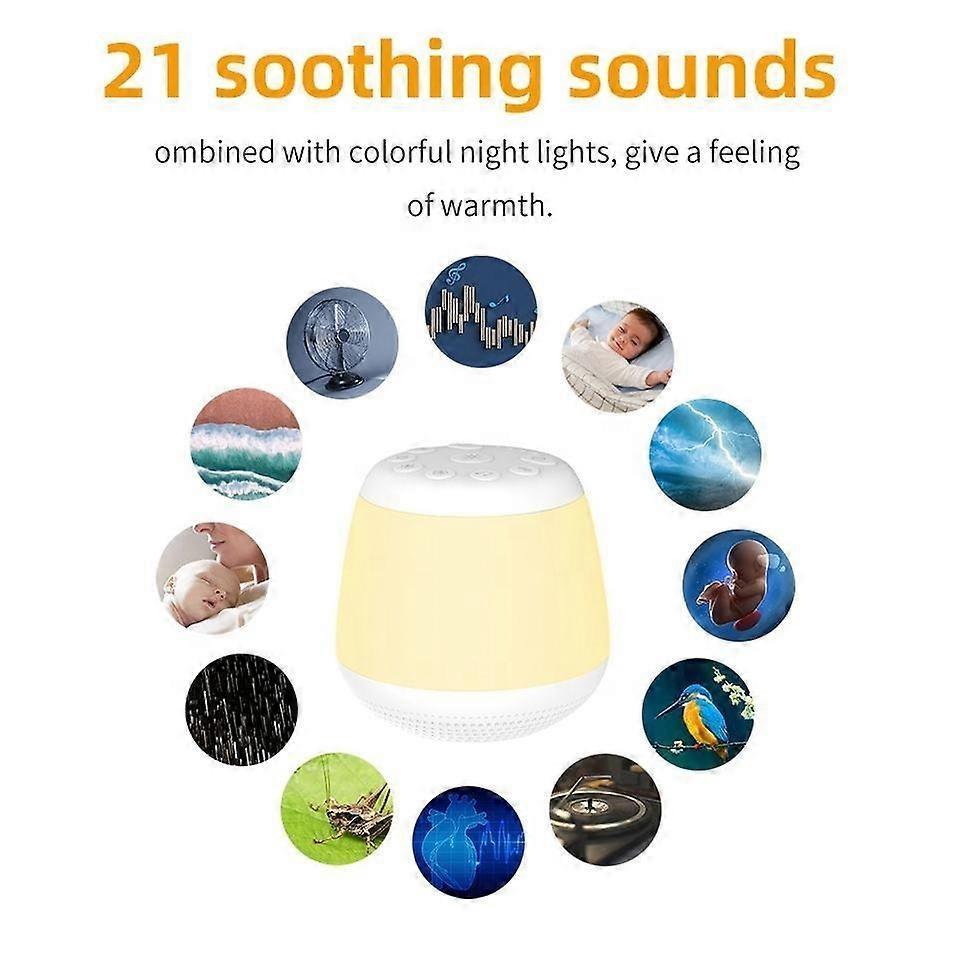 8 Colors LED White Noise Machine Mini Portable Sleep Aid with Night Light