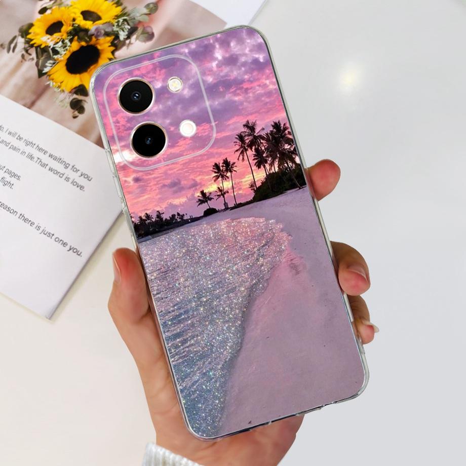 

For Vivo Y28 4G Y28 5G Y28s Cover Case Clear Slim Soft TPU Silicone Bumper Shell On Vivo V2352 V2315 Marble Love Heart Coques Vivo Y28 5G
