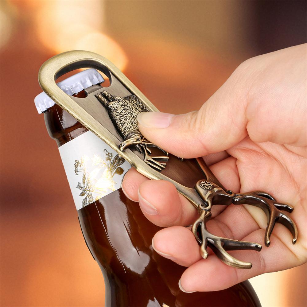 Alloy Metal Beer Bottle Opener Deer Reindeer Antlers Design Openors Kitchen Bar Tool Christmas Thanksgiving Birthday Gift 5
