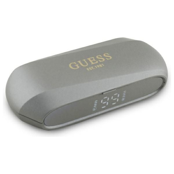 Guess Słuchawki Bluetooth Gutwsc2Mcdse   Tws + Stacja Dokująca Taupe Elongated Metalic Printed Logo