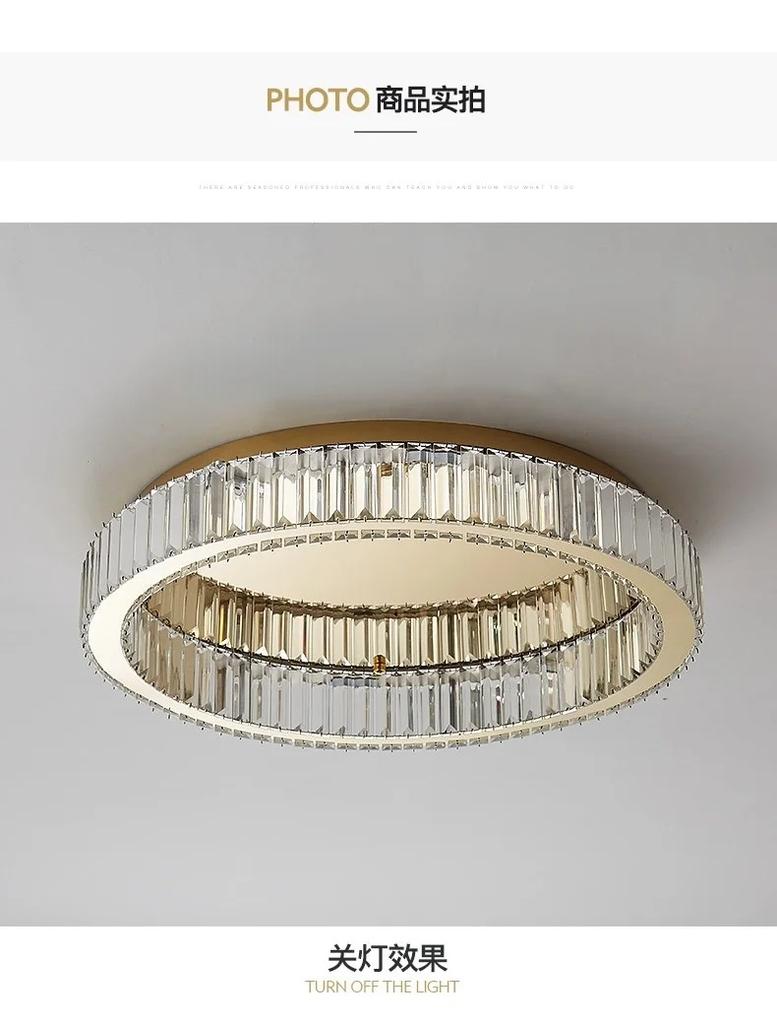 Round Crystal Led Ceiling Lamp For Bedroom Living Room Foyer Dining Room Modern Luxury Stainless Steel Crystal Ceiling Light
