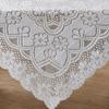 White Lace Tablecloth, Square Scalloped Floral Lace Doily, Elegant Vintage Table Cover for Nightstand End Table Tea Party Home Decor