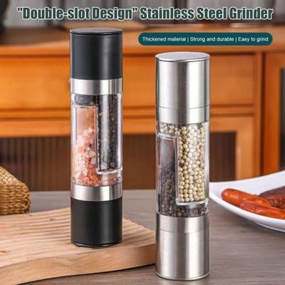 Macina sale e pepe Macina spezie a doppia faccia 2 scomparti Granulometria regolabile Macina spezie trasparente Bottiglia per spezie facile da ricaricare per la cucina