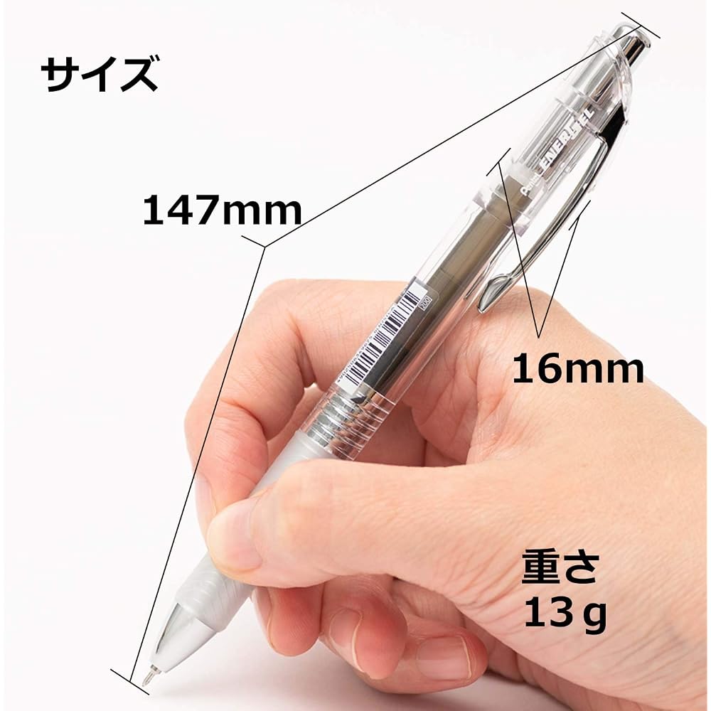 5 Pentel Ballpoint Pens Gel Ink Gel Infree 0.5mm Clear Shaft XBLN75TL-A Black