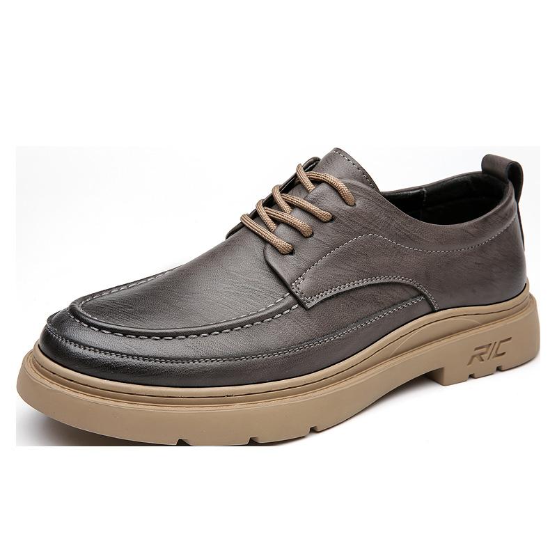 

Spring and Autumn new men s shoes leather casual soft sole British style outdoor men s single shoes tide 38