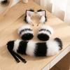Faux Pelt Feline Ears Headband and Tail | Adjustable Waist Strap, Set, for
