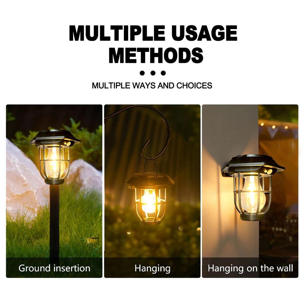 Solar courtyard lights, outdoor landscape lighting, automatic sensing tungsten filament lights, garden floor lights, lawn lights