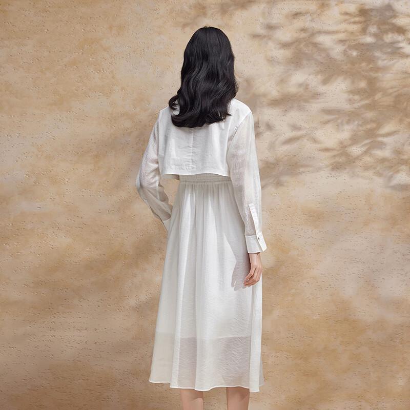 Broadcast Elegant Long Sleeve Shirt & Suspender Midi Dress Set