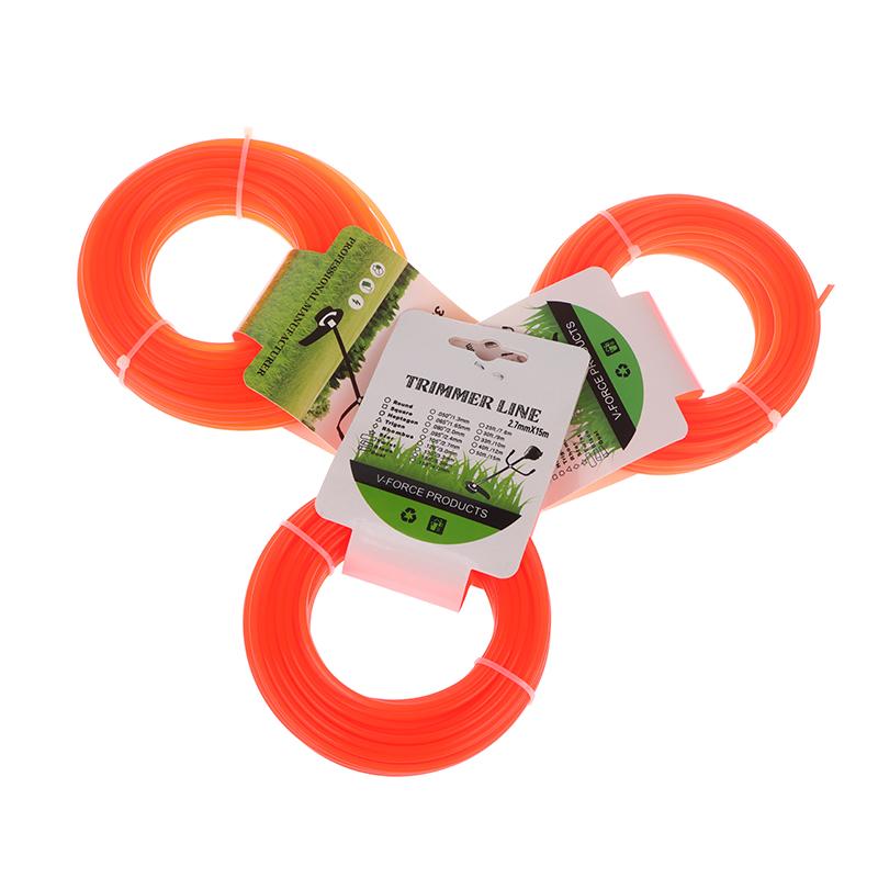 1Pc 15M*2.4Mm/2.7Mm/3Mm Mowing Nylon Grass Trimmer Rope Brush Cutter Line