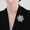 Korean Zircon Snowflake Brooch - Vintage Pearl Crystal Pin for Women