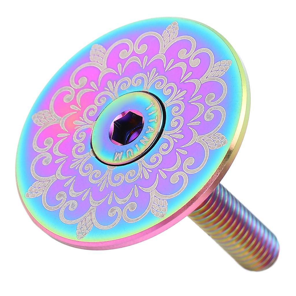 Bike Headset Cover Alloy 28.6mm Front Fork Stem Top Cap for Mountain Road Bike Totem Pattern
