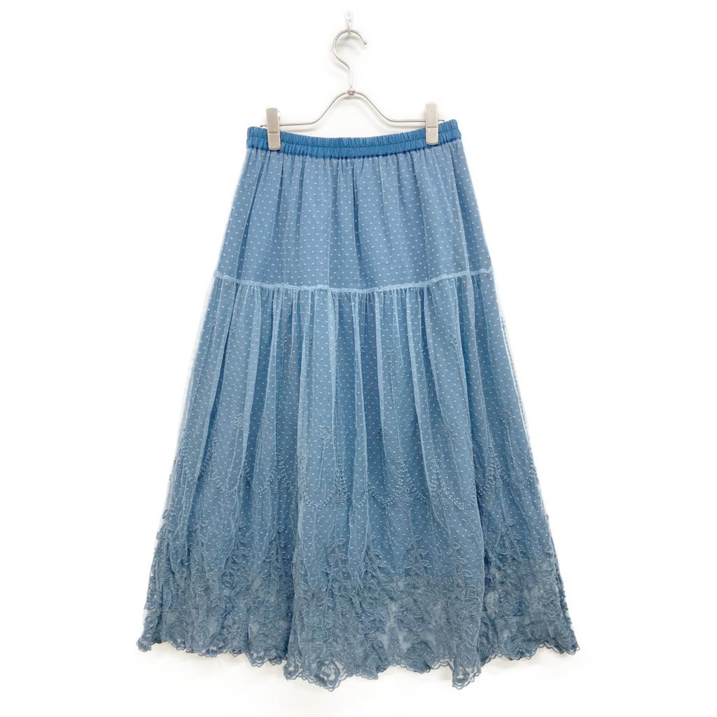 SUPER HAKKA 04170122 Flowing Flower Tulle Long Skirt skirt Not written blueUsed