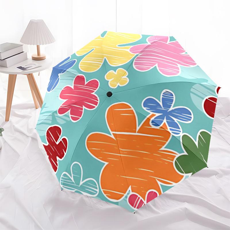 1pc Floral Pattern Automatic Folding Umbrella - 8-Rib Automatic Open/Close, Large Canopy Birthday Festival Gift yy251217117
