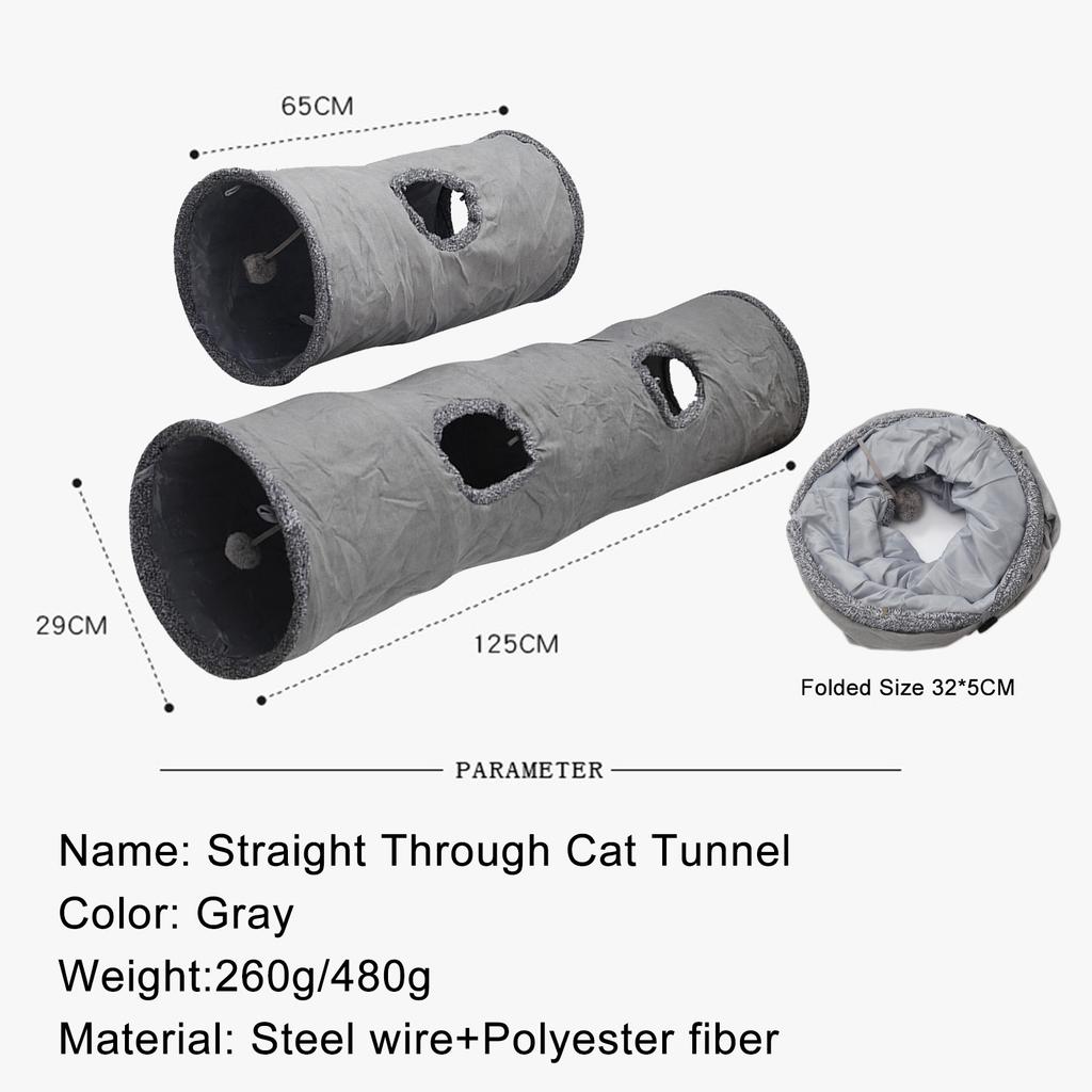 Suede Cat Tunnel Toy Foldable Peekaboo Tunnel with Self Entertaining Ball Built In Steel Wire Soft and Delicate