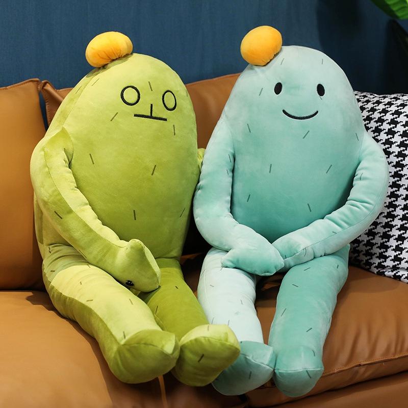 Adorable Korean Style Cactus Stuffed Toy Soft And Cuddly Plush Doll For Girls Large Size Cushion Pillow With Cute Facial Expression