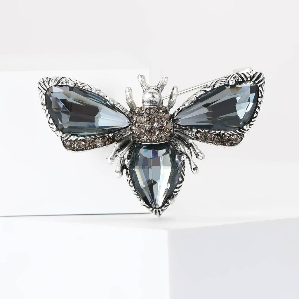 Stylish Luxury Glass Bee Brooches for Women Unisex Rhinestone Insect Pins Event Party Backpack Decoration Clothes Accessories