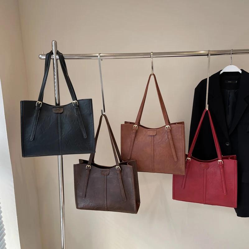 Fashion Solid Color PU Zipper Casual Tote Soft Simple Commuting Western Style Handbag  New Versatile Women's Crossbody Bag