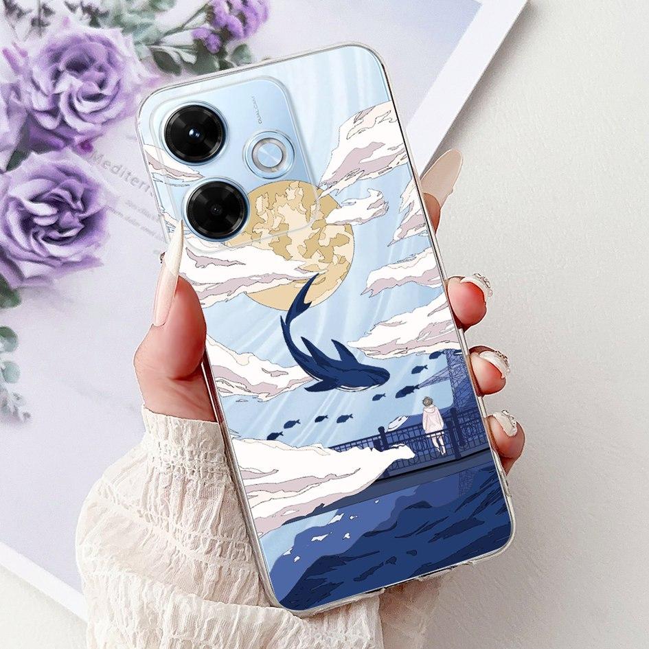 New For Xiaomi Redmi 13x 4G Case Cute Cartoon Panda Machine Flower TPU Soft Silicone Cover For Xiomi Redmi 13X Shockproof Bumper