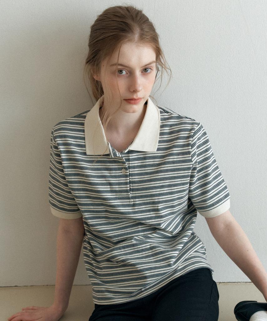 YUPPE Button Stripe T-Shirt_Ivory