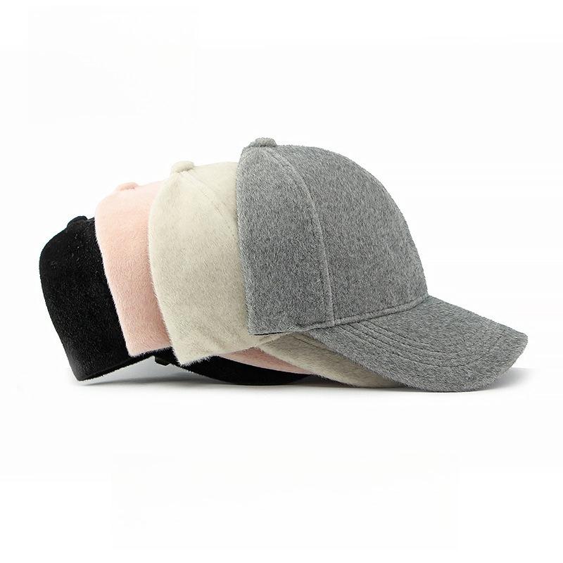 Women's Korean Fashion Structured Baseball Cap Simple Solid Color Plush Warm Peaked Hat Cozy Sunshade Cap