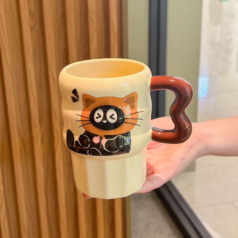 

Birthday Gift for Girls Cute Cat Sip Cup High-value Ceramic Mug with Lid Souvenir Gift Box 401-500ml