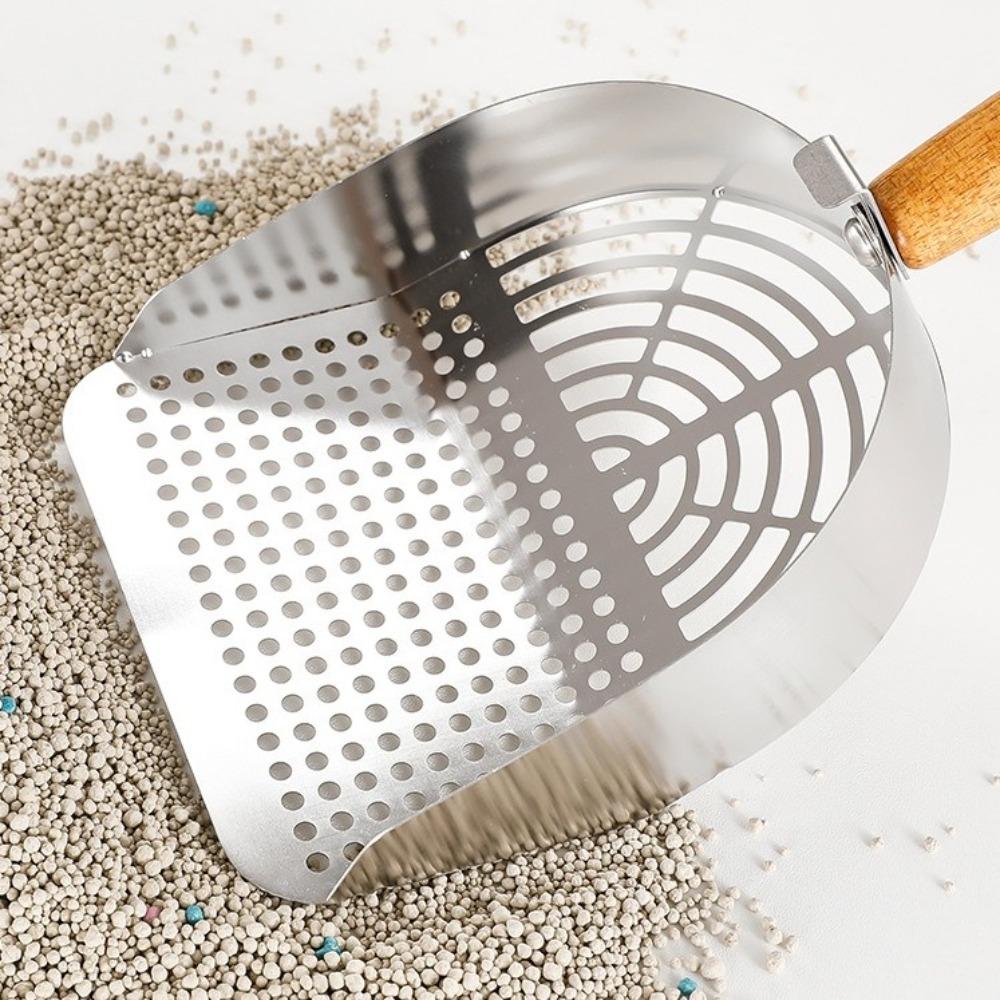 Stainless Steel Cat Litter Shovel Anti-slip Cat Poop Scooper Cat Toilet Scoop  Pet Cleaning Tools