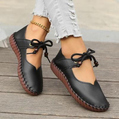 Ladies Shoes 2024 Hot Sale Lace Up Women's Flats Autumn Round Toe Shallow Solid Solft Sole Casual Comfortable Flats Loafers