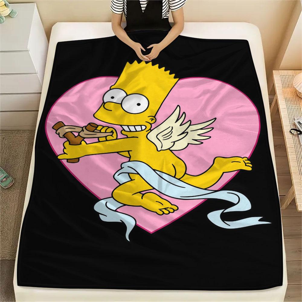 Bart Simpson Printed Flannel Blanket, soft throw for bedroom sofa, washable, fan merchandise, great gift.