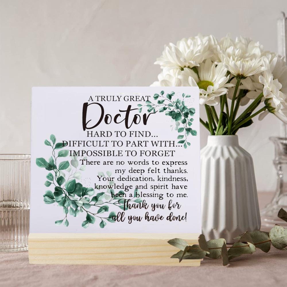 Thank You Doctor Plaque with Wooden Stand Doctor Appreciation Gift for Doctors Men Women Birthday Retirement Plaque Sign Present