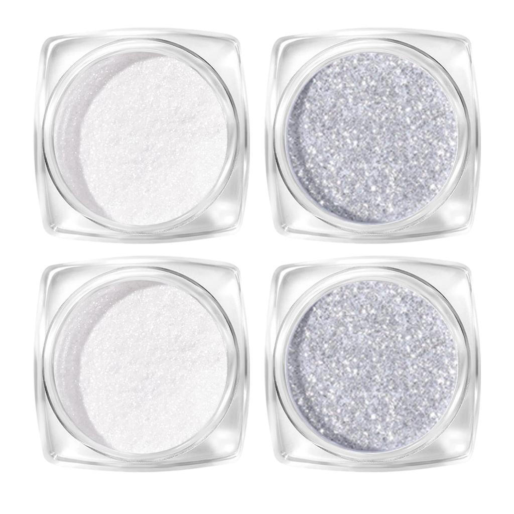 Aurora-Puder, Set mit 4, Perlen-Nagelpuder, Spiegel-Nagelpuder, Metallischer Gel-Nagelpuder, Feine Partikel, Magischer Spiegel, Nagelkunst, Hologramm-Design,
