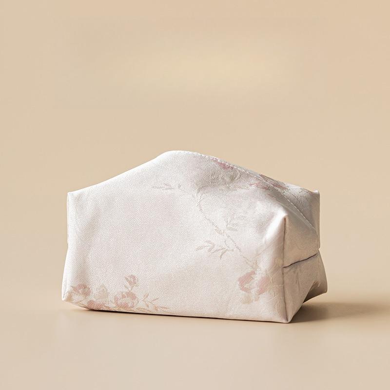 Ribbed fabric tissue bag, Chinese style living room, bedroom, office desk, paper box, tissue storage cover