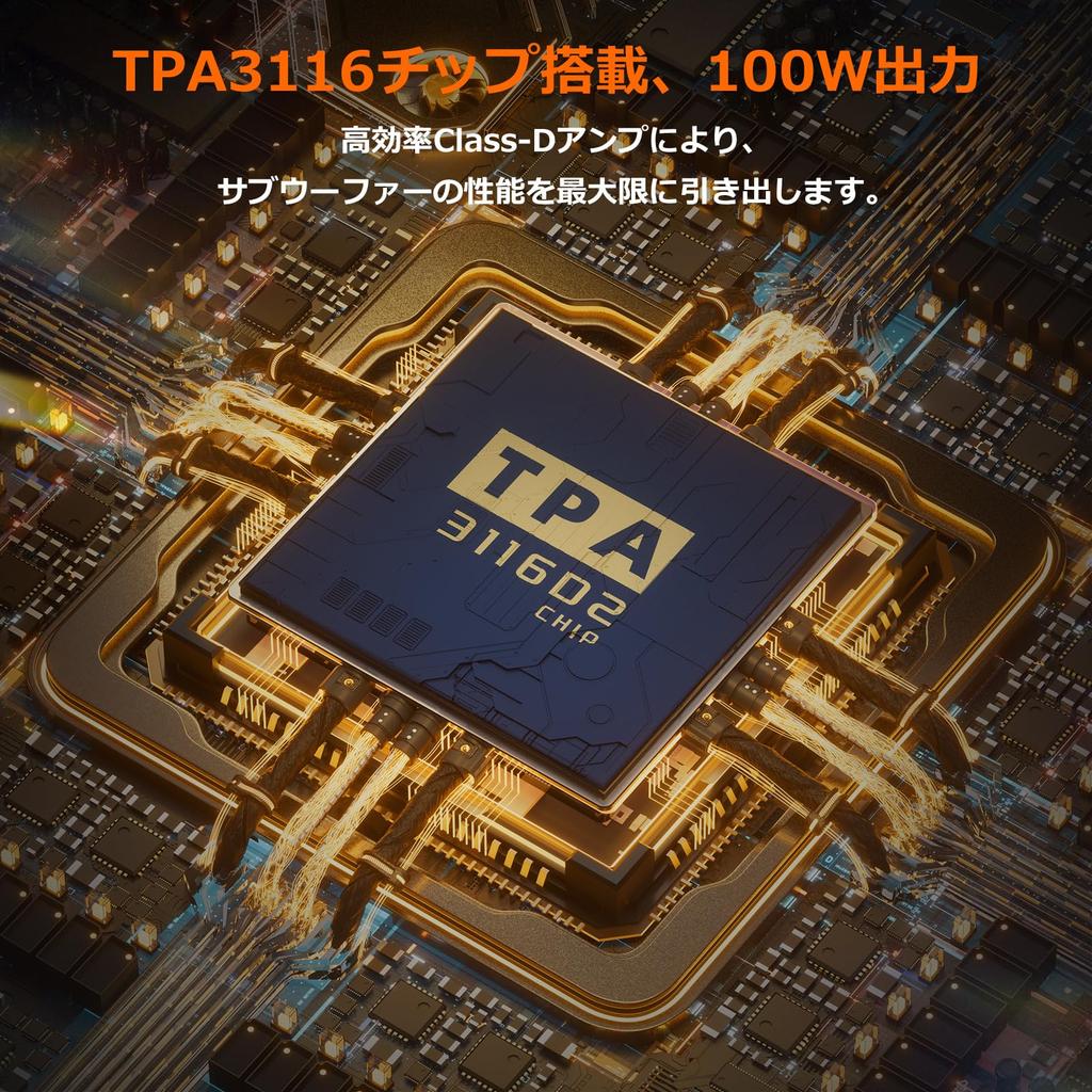 Nobsound NS-21G Monoblock Amplifier, 100W, High-Efficiency TPA3116 Chip, Compact HiFi Subwoofer Amplifier with Bass Shaker, RCAAUX Input, Adjustable