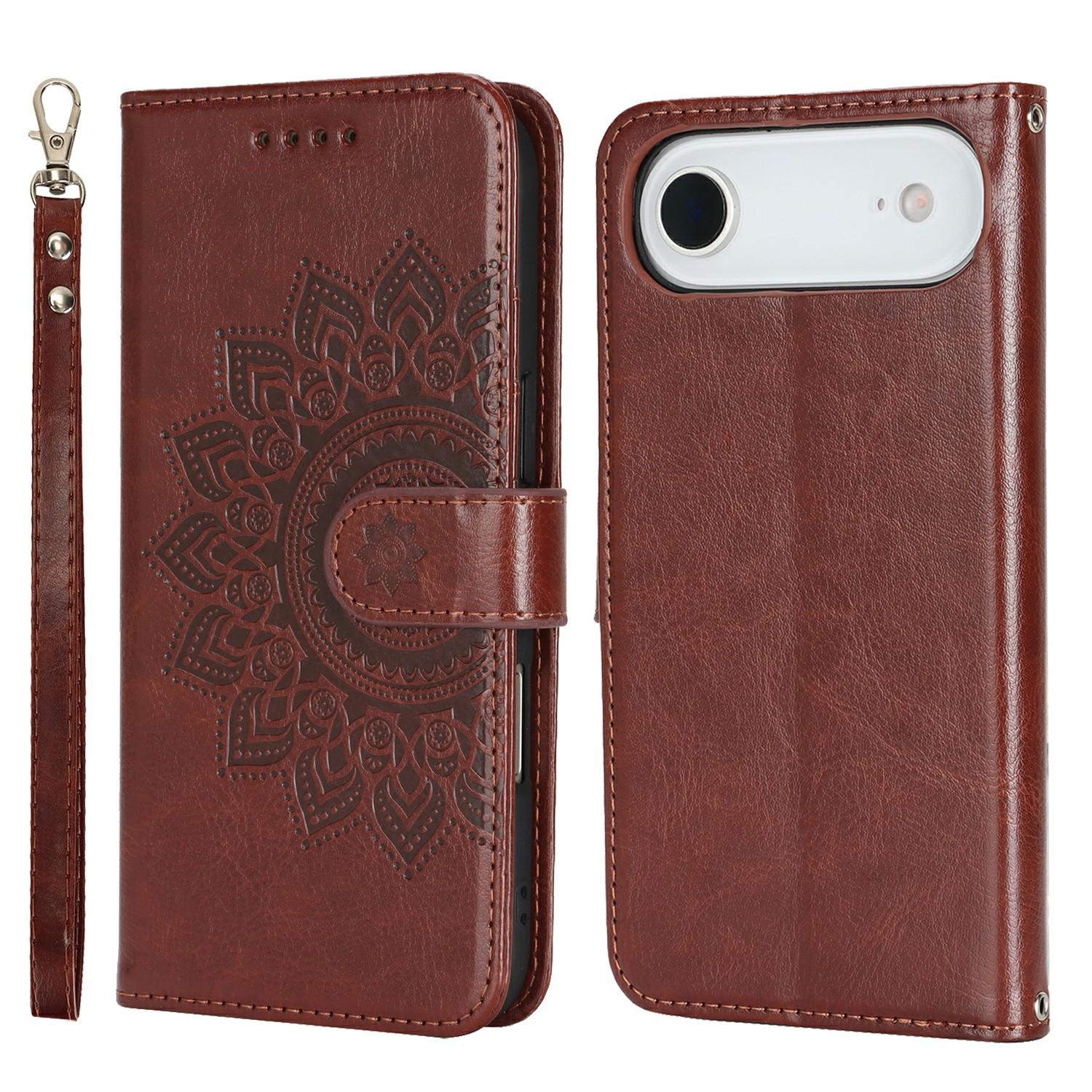 

For iPhone Air Case Textured Leather Wallet Phone Cover with Strap