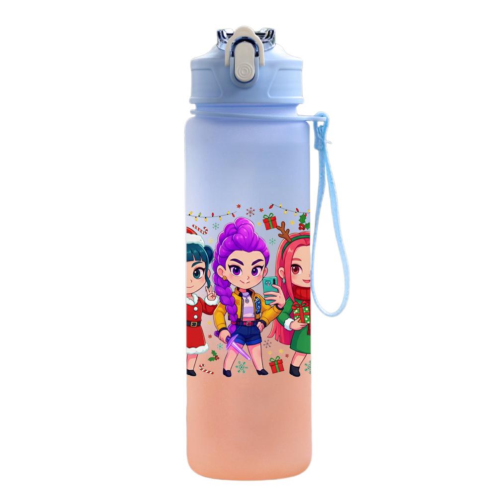 750Ml Water Bottle Anime Christmas K-Pop Demon Hunters Printed Large Capacity Drinking Cup Portable Outdoor Sports Water Cup Children Kid Gift