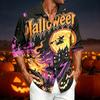 Men's Casual Long Sleeve Shirt with Halloween Print for Spring Fall