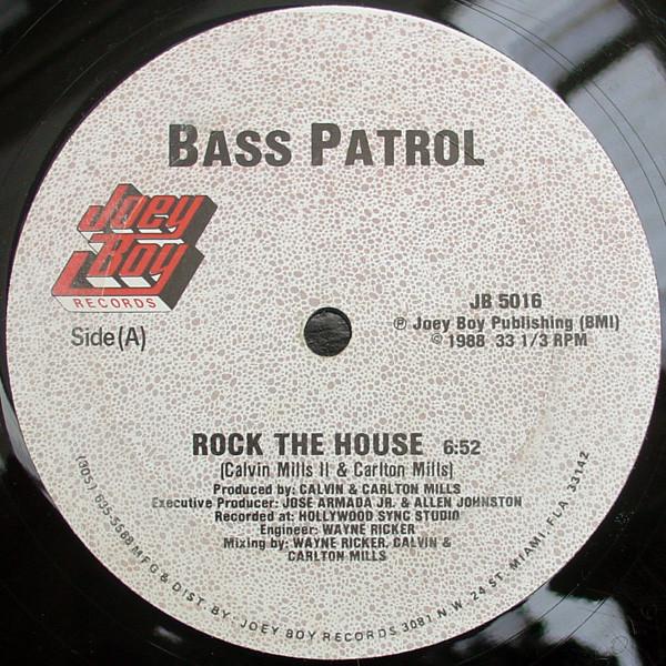

12inch Record BASS PATROL Rock The House JB5016 Joey Boy Record 1988 US Dance Electronica Used