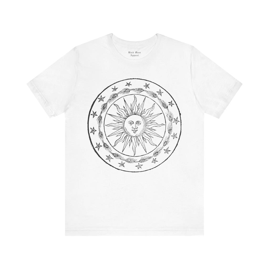 Gorgeous Sun Retro Art T-shirt Medieval Mystery Art Astrology Moon Astrology Gothic Men's and Women's T-shirt Comfortable
