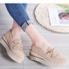 Macrame Women Walking Shoes Fashion Wedge Heels Non-slip Platform Shoes Cow Suede Casual Shoes Middle-aged Mother Loafers
