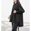 New Japanese Spring and Autumn Women's Loose Casual Oversized Shirt for Women Mid-length Side Slit Base Top